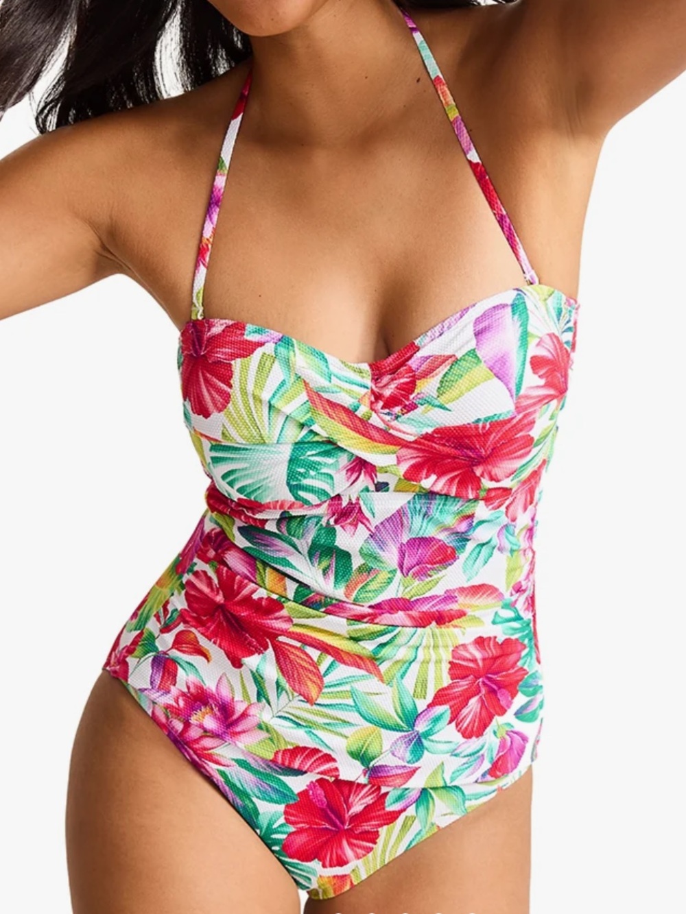 NEW Tommy Bahama Island Cay Fiesta Swimsuit One Piece Bandeau Pink Multi Size 12